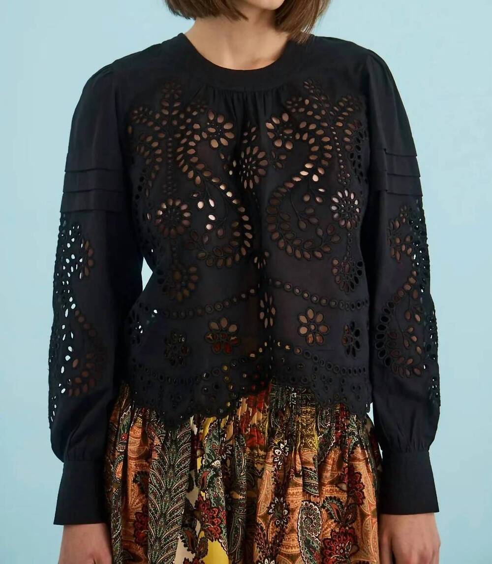 NEW HUNTER BELL jennifer crew neck blouse in onyx